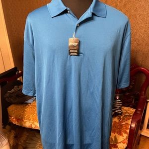 New PGA Tour Airflux 3 Button Men's Polo Shirt XXL Blue Polyester